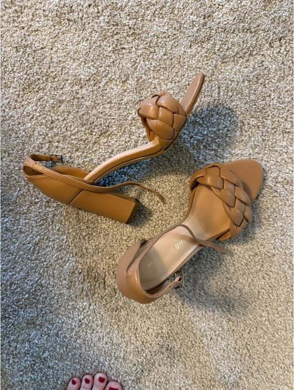 Madden Girl Tan Braided Block Heel Sandals - Size 8.5